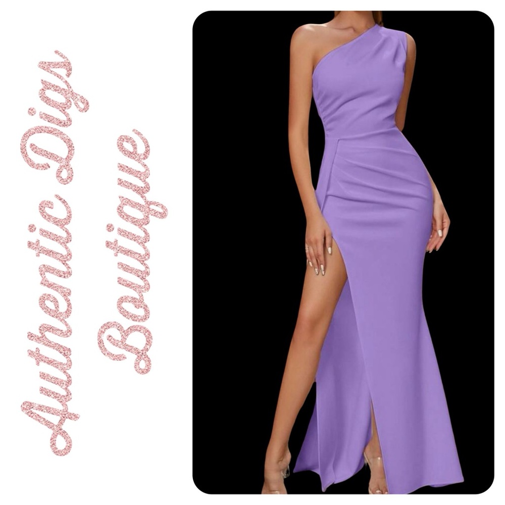 Beautiful purple side slit formal dress